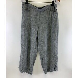 BOGO J Jill Lovin Linen Gray Cropped Wide Leg Pant Pockets Side Zip Petite Large